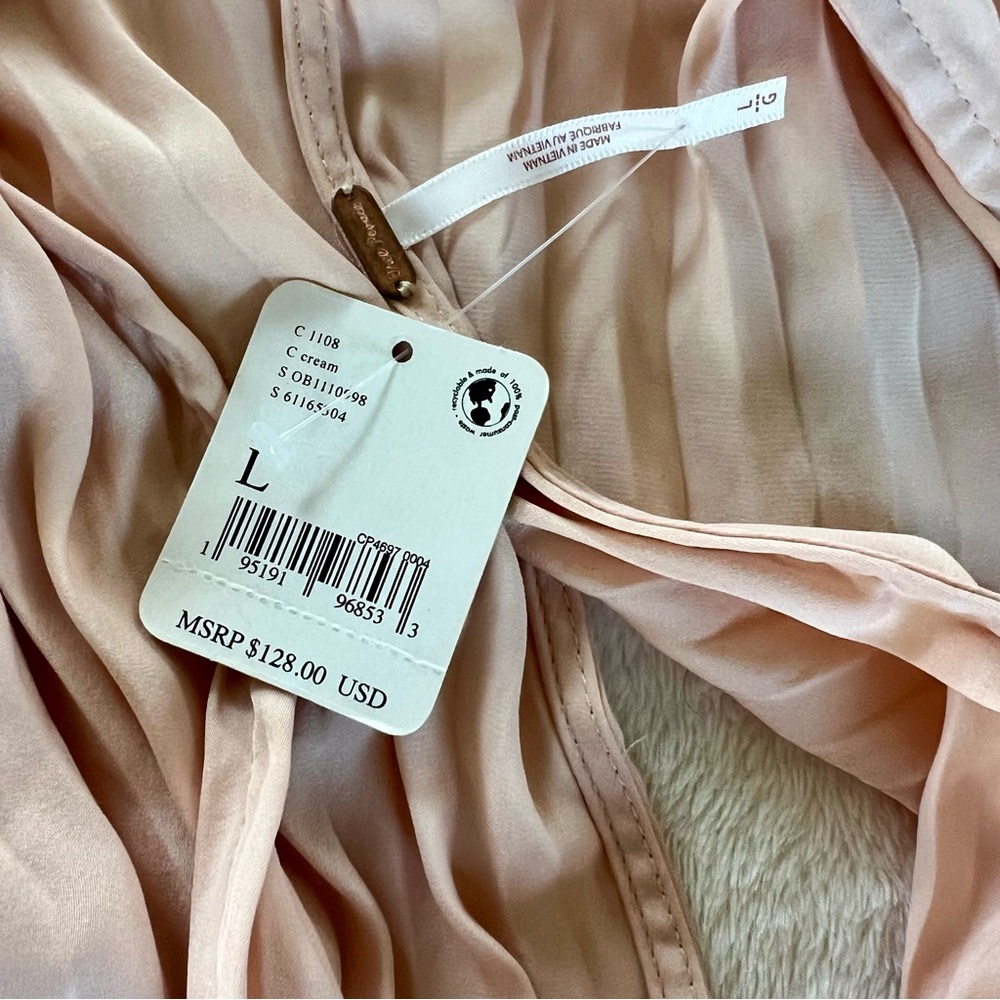 NWT Free People Arzel mini dress in pink cream sz large - Picture 10 of 12